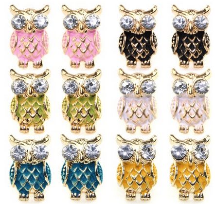 Owl NightHawk Enamel Paint Cute Stud Earrings Stainless Steel Pin, Hypoallergenic
