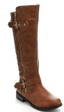 Quilted Zipper Accent Riding Boots