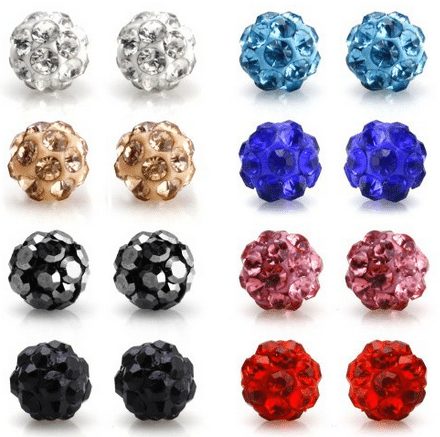 Rhinestones Crystal Fireball Disco Ball Ball Stud Earrings, Stainless Steel, Hypoallergenic