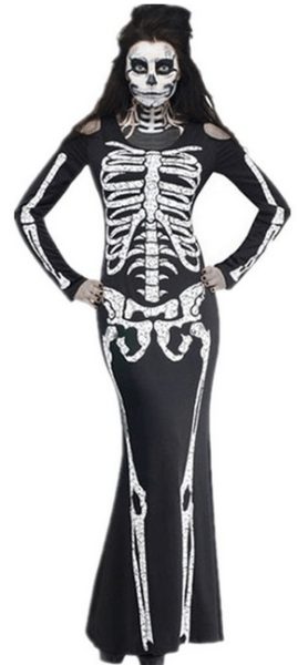 long sleeve skeleton ankle length dress