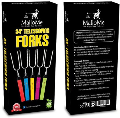 Premium Marshmallow Roasting Sticks Set of 5 Mallo Me