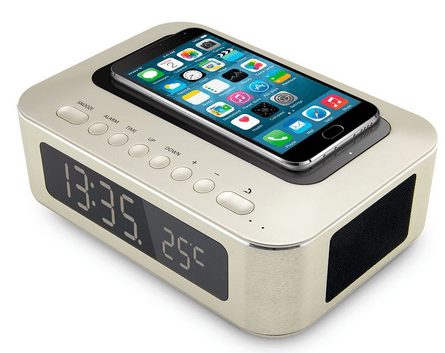 Wireless Bluetooth Speaker and Alarm Clock with NFC,Thermometer, Built-in Microphone and Large LCD Display