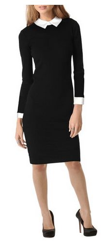 Women's Long Sleeve Black Pencil Business Dress