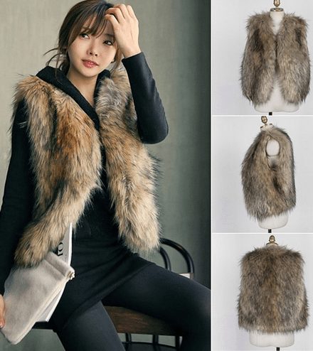 fake fur vest faux fur jacket coat