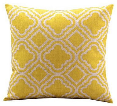 Cotton Linen Decorative Throw Pillow Case Cushion Cover Argyle Pattern Lemon Square