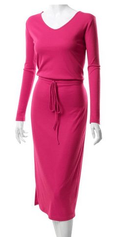 Easy To Wear V-Neck Long Sleeve Long Dresses with Waist String