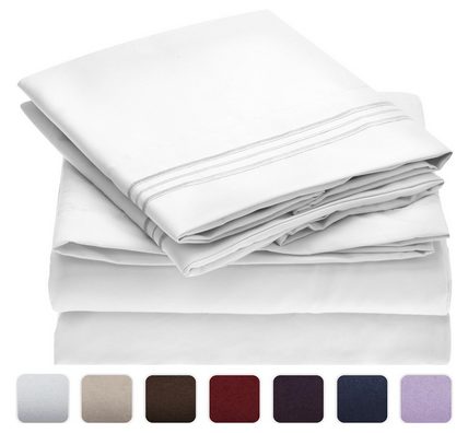 Mellanni Bed Sheet Set - HIGHEST QUALITY Brushed Microfiber 1800 Bedding - Wrinkle, Fade, Stain Resistant - Hypoallergenic - 4 Piece