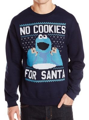 Sesame Street Men's No Cookies for Santa Ugly Christmas Sweatshirt