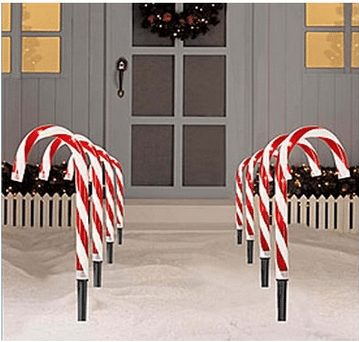 Set of 8 Candy Cane Pathway Lights Christmas indoor outdoor decorations