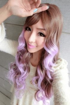 brown purple wig