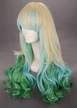 light blue gree blond wig