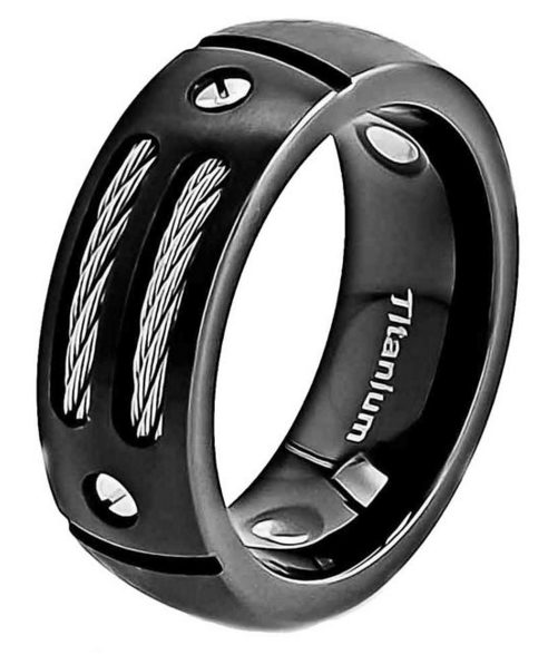 mens titanium cable ring wedding band