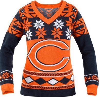 ugly Christmas sweater NFL sports teams, vneck womens football ugly sweater gag gift