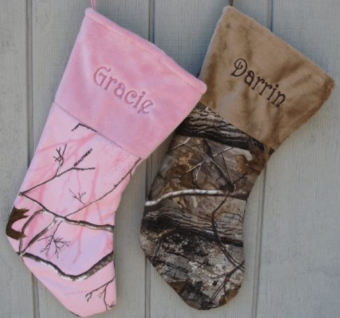 Mossy Oak camo with hot pink Christmas stocking-new-handmade 