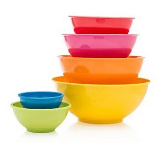 colorful stoneware mixing bowls