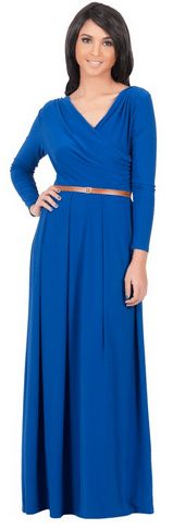 Crossover Wrap Chest Long Sleeve Maxi Dress