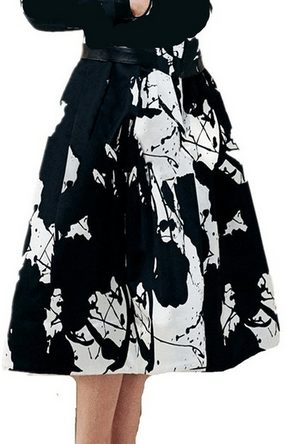 Print Floral Pleated Skirt