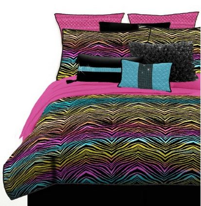 Rainbow Zebra Bed-In-A-Bag Micro-Fiber, Multicolored