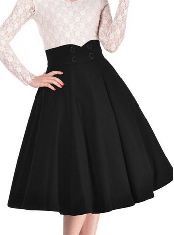 Women's Vintage High Waist A-line Retro Casual Swing Skirt
