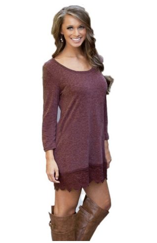 long sleeve a line lace top