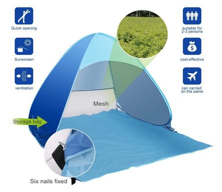Automatic Instant Pop Up Instant Portable Outdoors Cabana Beach Tent Shelter, Sun Shade Sport Shelter, Beach Umbrella
