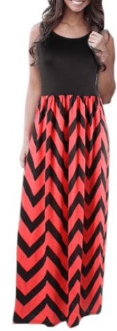 Bohemian Sleeveless Wave Striped Maxi Dress