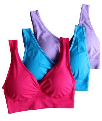 Vermilion Bird Womens 3 Pack Seamless Comfortable Sports Bra with Removable Pads 3-101 