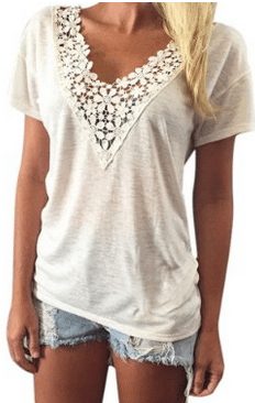 Casual Lace V Neck Top