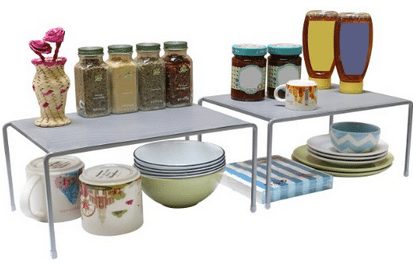 Expandable Stackable Kitchen Cabinet and Counter Shelf Organizer