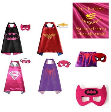 Superhero Girl Cape and Mask set of 4 different styles
