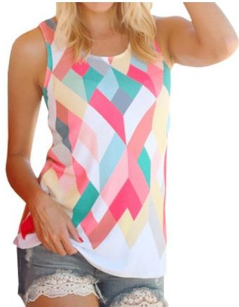 Women's Summer Casual Colorful Sleeveless T-shirt Tank Top