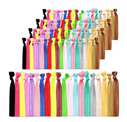 100 Hair Ties - Bright and Pastel Colors