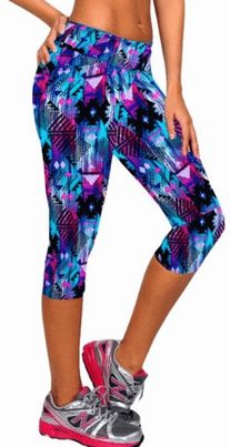 Ancia Womens Tartan Active Workout Capri Leggings Fitted Stretch Tights