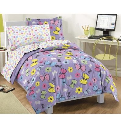 Dream Factory Sweet Butterfly Ultra Soft Microfiber Girls Comforter Set