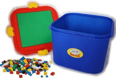 Matty's Toy Stop Brik-Box Storage Container with Building Plate and Removable Lid