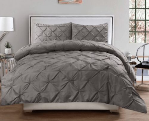 3 Piece Luxurious Pinch Pleat Decorative Pintuck Comforter Set