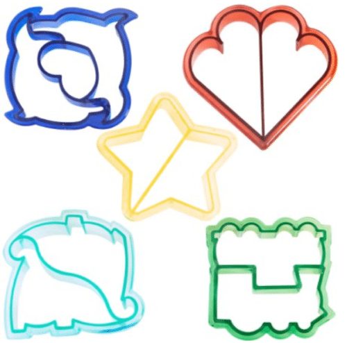 Cookie & Sandwich Cutter Shapes for Kids - Set of 5 Dinosaur, Dolphin, Heart, Star & Train