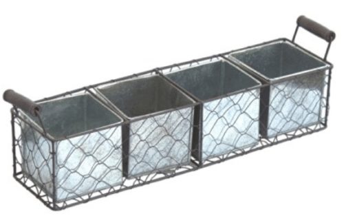 Decorative Wire Basket with 4 Tin Containers
