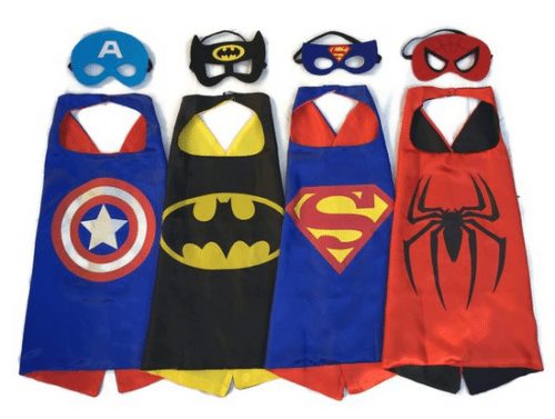 Superhero Dress Up Costumes - 4 Satin Capes and 4 Felt Masks1
