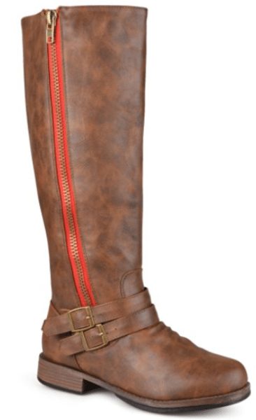 Journee Collection Womens Regular Wide-Calf and Extra Wide Calf Side Zip Buckle Knee-High Riding Boots