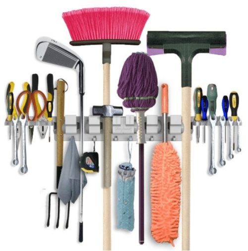 practical-mop-and-broom-holder-wall-mounted-storage-tool-rack-storage-organization-for-gardens-garages-workshops-balconies-with-storerooms-6-position-6-hook-2-tool-platforms