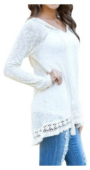 womens-lightweight-soft-white-hooded-pullover-tops