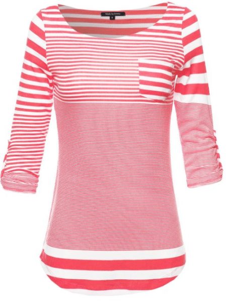 womens-three-quarter-sleeve-contemporary-stripe-boatneck-top-withfront-pocket