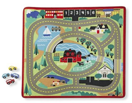 melissa-doug-round-the-town-road-rug-and-car-activity-play-set-with-4-wooden-cars-39-x-36-inches