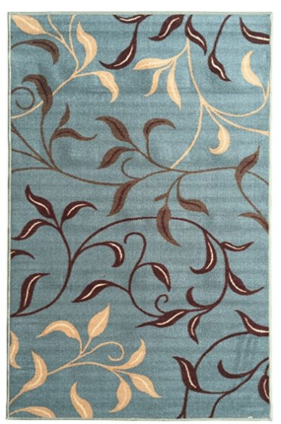 Ottomanson Otto Home Contemporary Leaves Design Modern Area Rug with Non-SkidRubber Backing