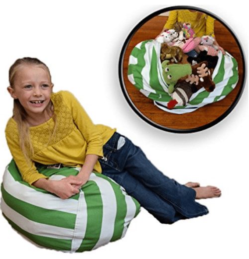 Stuffed Animal Storage Bean Bag Chair - Premium Cotton - Clean up the Room and Put Those Critters to Work for You! - By Creative QT