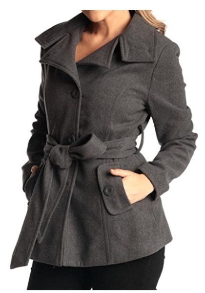Alpine Swiss Bella Women's Wool Coat Button Up Jacket Belted Blazer1