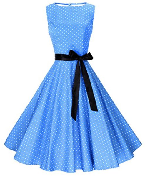 Anni Coco Women's Classy Audrey Hepburn 1950s Vintage Rockabilly Swing Dress1