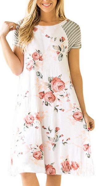 floral knee length shirt dresses