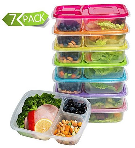 Plastic Lunch Box Food Container Set Bento Lunch Boxes With 3-Compartment JS